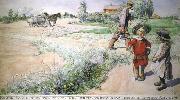 Carl Larsson Boy and girl oil painting on canvas